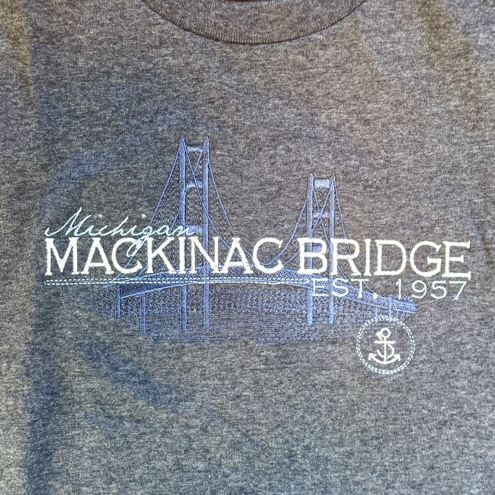 Michigan Mackinac Bridge Graphic Tee 2XL Heather Gray Travel Shirt - Picture 4 of 8